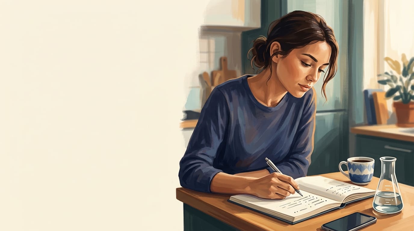 Eight-week wall calendar beside a nursing drug guide, stethoscope, and laptop showing a practice question